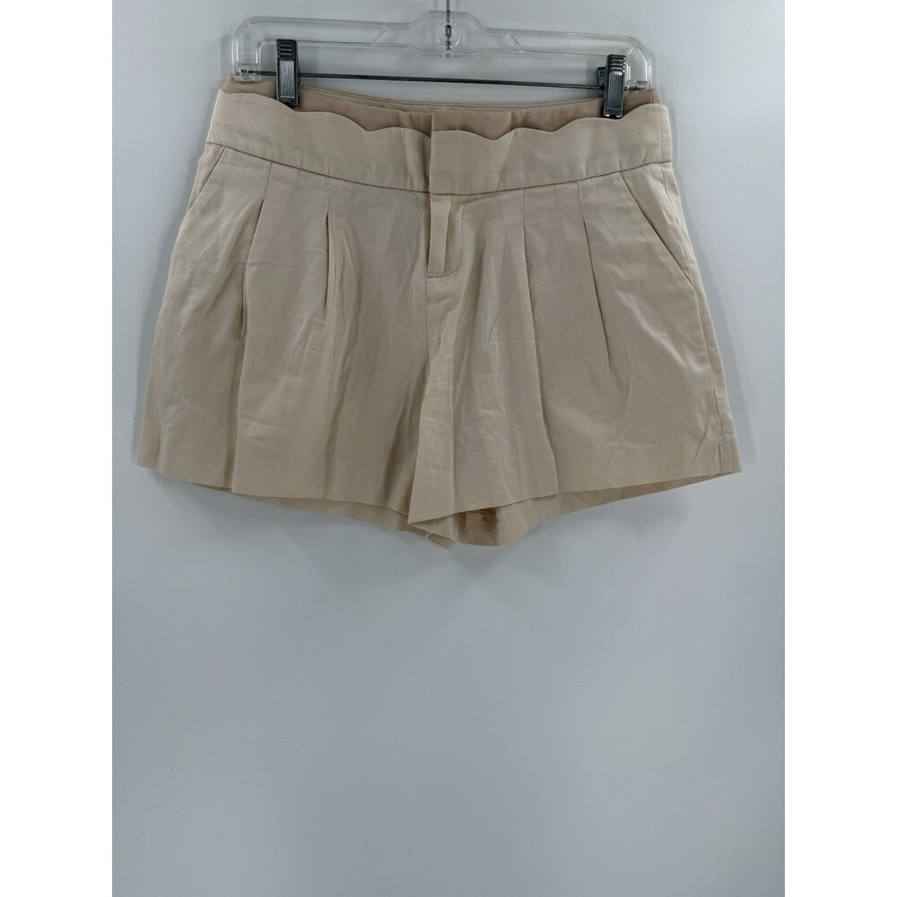 Taikonku Shorts Womens Size 2 Cream Scallop Edge Waist Pleated Front Casual 30X4